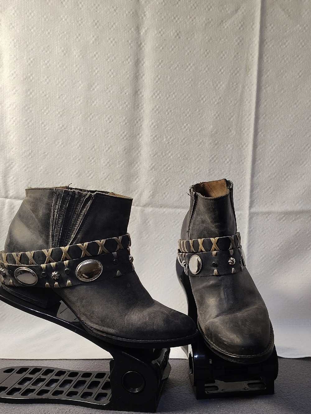 Circle G Black Studded Ankle Boots with Decorative Strap - Women